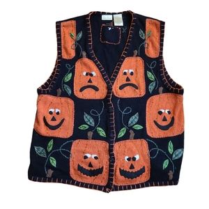 Bobbie Brooks Fall Pumpkin Patch Sweater Vest Womens Large